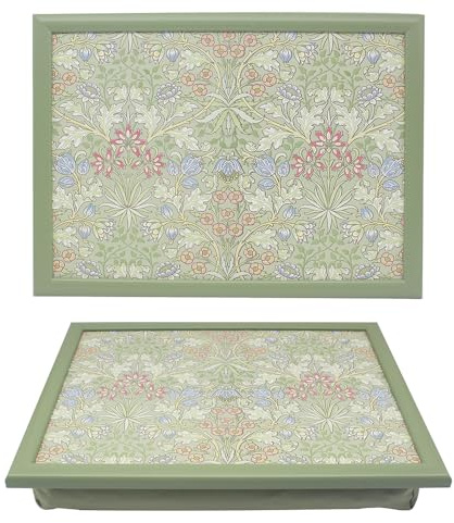 The Leonardo Collection Wm. Morris Assortments Wood Hyacinth Laptray For Food Serving & Breakfast | Comfortable Lap Trays With Bean Bag Cushion | Durable Lap Trays For Eating On Lap For Adults
