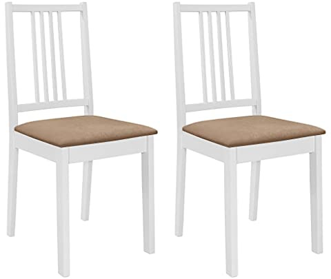 vidaXL Chaises à Manger avec Coussins Lot de 2 Blanc Bois Solide