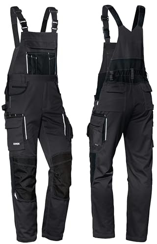 Uvex Tune-Up Pantalones de trabajo largos para hombres - Petos con cintura elástica y bolsillos en la rodilla - Negro - 44