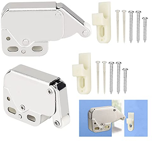 FIGFYOU 2 Pz Mini Latch Chiavistello, Chiusura a Cricchetto per Ante Chiusura a Molla per Armadio, Mini Chiusure a Scatto per Armadi per Roulotte, Camper, Cucina, Guardaroba e Mobili