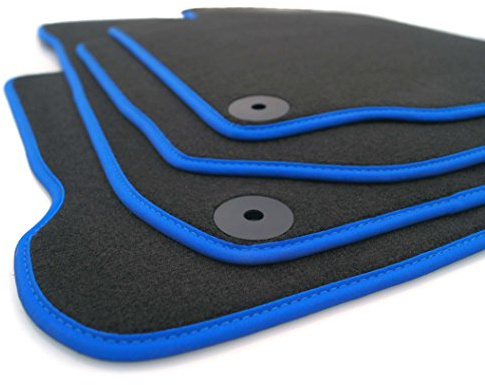 kh Teile Fußmatten passend für VW Polo 6 AW alle Velours Matten Premium Automatten Schwarz Blau 4er Set