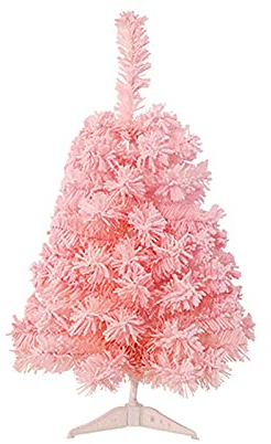 KKLT Rosa Strömten Mini Weihnachtsbaum,Tischplatte Künstlicher Weihnachtsbaum Dekorationen Indoor Christbaum Einfache Montage Für Home Office Supplies Geschenk-Rosa 60cm(2ft)