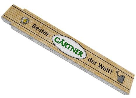 Bester Gärtner der Welt! Meterstab aus Holz Maßstab Spruch Metermaß Gliedermaßstab bedruckt lustig weiß cool Geschenk zum Richtfest stabil Geschenkidee praktisch Meterstäbe mit