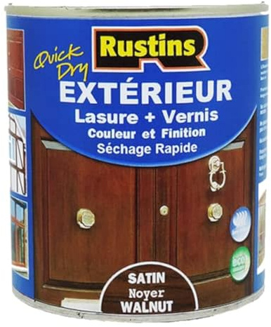Rustins - Außenlasur + Lack für Holz – schnell trocknend – Walnuss seidenmatt – 15 m²/l 1 l (ESWA1000FR)