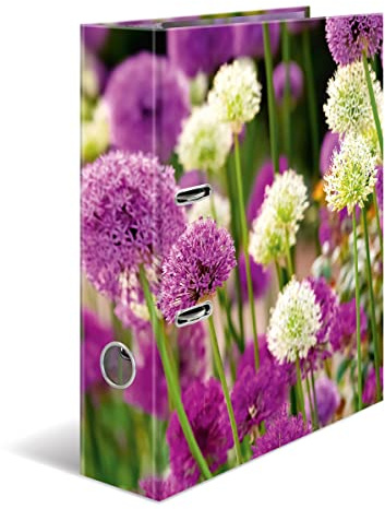 HERMA Ordner A4 Lila Blumen Set, 10 Stück, 7 cm breit, Kinder Ringordner mit Pflanzen Motiv, bunter Aktenordner mit Innendruck für Jungen und Mädchen
