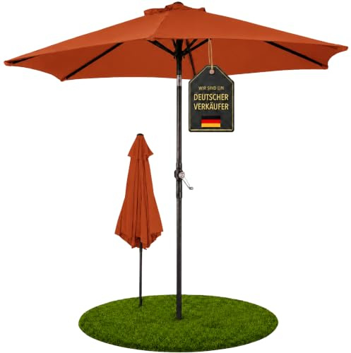 Ondis24 Strandschirm 1,8 Meter Sonnenschutz Sonnenschirm 180 cm rund mit Kurbel, Knick-Gelenk, UV 50, 38mm Standrohr (Terracotta)