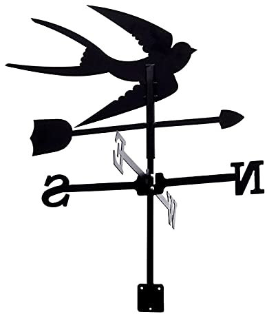 CAZARU Girouette Hirondelle Silhouette girouette indicateur de Direction du Vent girouette girouette Outil de Mesure avec revêtement antirouille pour décoration extérieure