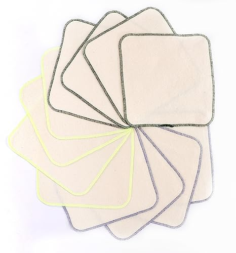 Lorandos Flanellwaschlappen aus Bio-Baumwolle - 15 Stück 21 cm x 21 cm - Mehrweg Baby Waschlappen als Ersatz für Feuchttücher - Kleine waschbare mini Baumwolltücher