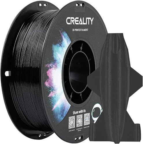 Creality CR-PETG 3D-Druckfilament 1,75 mm, Ausgezeichnete Zähigkeit, Hohe Präzision, Geruchlos, Ungiftig, Feuchtigkeitsbeständig, 1 kg (2,2 lbs), Glänzendes PETG-Filament für 3D-Drucker(Schwarz)