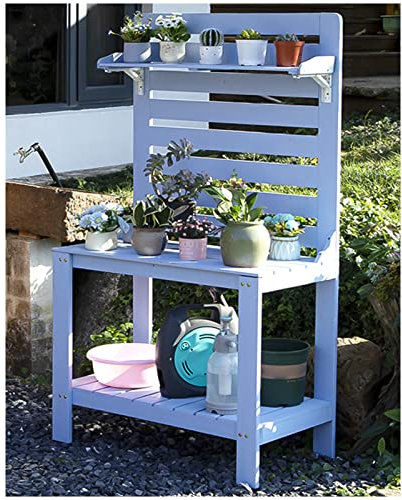 65 x 35,4 x 17,7 Zoll (L x B x H) Pflanzbänke für den Außenbereich, hölzerne Garten-Tisch-Arbeitsbank, mit wasserdichter Oberfläche, Aufbewahrungsregale für Gartengeräte, Hinterhof-Arbeitsbank (Farbe: