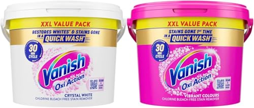 Vanish Gold Oxi Action Stain Remover Powder Pink 2.4kg + Gold Oxi Action Laundry Booster for Whites 2.4kg | Removes Tough Stains Even at 20° | Safe on Everyday Fabrics | White & Pink|