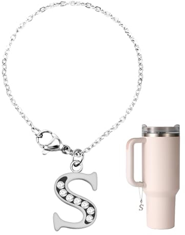 NQEUEPN Charms Buchstaben für Stanley Cup, Strasssteine Alphabet Anhänger Personalisierter Namens-ID-Alphabet-Griff-Charm Buchstaben Anhänger für Stanley-Zubehör