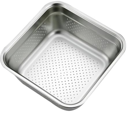 IMIKEYA Passoire en Acier Inoxydable Carré de Grande Capacité pour Nettoyer Légumes et Fruits, Bassin Robuste et Fiable, Accessoire Cuisine Gain de Place