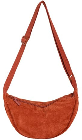 Mezzaluna Borsa a tracolla, in velluto a coste, da donna, mini borsa a tracolla da viaggio
