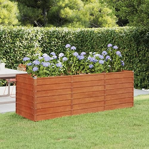 BaraSh Jardinière Gris 240x80x77 cm Acier Corten,Jardinières,Jardinieres Exterieur,Bac Jardiniere,Bac à Fleurs Extérieur,Jardinieres Balcon,Jardinières,Jardinieres Exterieur,Bac Jardiniere,