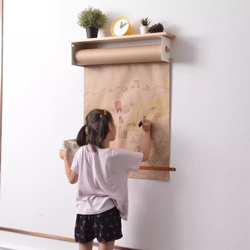 Kraftpapierspender Kraftpapier-Rollenhalter, 45/ 64 cm breiter Spender für Café-Kraftpapierrollen mit Ablage, Papierrollenhalter zur Wandmontage für Kinderzimmer im Bauernhofspielzimmer ( Color : Kraf