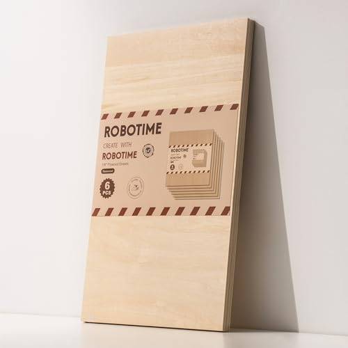 ROBOTIME Tablero Madera Contrachapada 3mm 30×30cm 6 Piezas Linden Tablero de Madera a Medida Para Bricolaje,Pirograbado Corte por Laser CNC Router Modelado