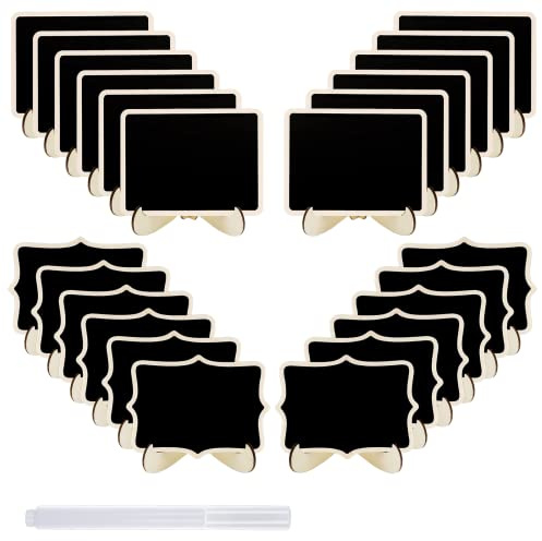 JEFURE Lot de 24 petits tableaux à craie avec support - Marque-places pour buffet et mariage - Avec marqueur à craie