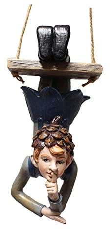 CAXUSD Garten Statue Ornament Baumdekor Hängedekoration Aus Kunstharz Für Außenbereich Kreative Schaukel Elf Figur Zur Gartendekoration Wetterfest Und Langlebig Für Garten Hof Und