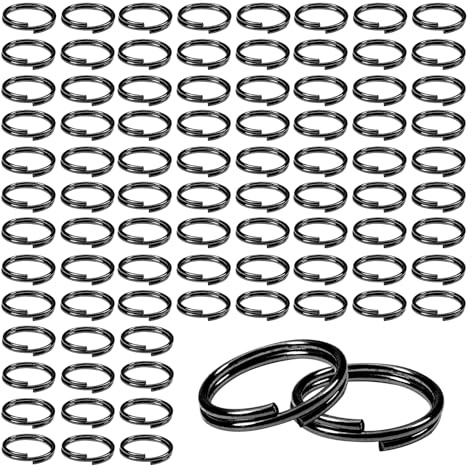 TOAOB 150pcs Anneau Double Jonction en Metal Anneau Ouvert Split Jump Ring Connecteur Chaine Links 10mm Noir pour Port Clés Collier Bracelet Boucles d'Oreilles Artisanat Fabrication de Bijoux
