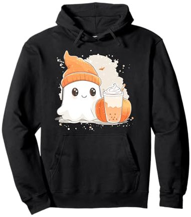 Ghost Beanie Halloween Kürbis Gruselig mit Bubble Tea Pullover Hoodie