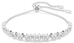Swarovski Imber Tennis Armband, Rhodiniertes Damenarmband mit Weißen Kristallen in Verschiedenen Größen, Mit Kugelschiebeverschluss, Armbandlänge: 24 cm, Armbandbreite: 0.6 cm
