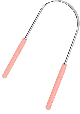 COLLBATH Raschietto per Adulti, Pulitore Orale Curvo in Acciaio Inox e Abs, Rimuove Residui, Controllo Comodo, per Igiene Orale Quotidiana