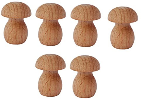 PHENOFICE 6stücke Miniaturpilz Aus Holz Für Dekoration Naturmaterial Für Mini-landschaften Und Tischdekoration Handgefertigt Mit Glatten Kanten