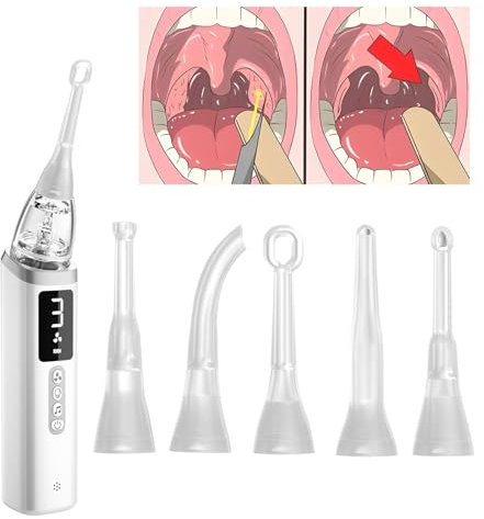 HFDJRWK Dissolvant de Pierre D'amygdale, Nettoyeur de Pierre D'amygdale À 3 Niveaux, Outil D'aspiration Instantanée, Nettoyage Buccal, Soins Bucco-dentaires, Facile À Utiliser(008)