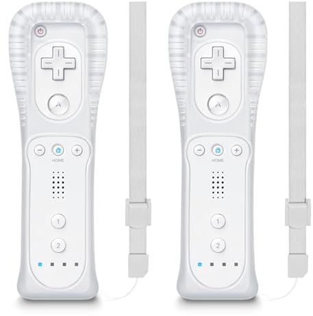 MOLICUI Wii - Telecomando per Wii, confezione da 2, con cinturino da polso e custodia in silicone, colore: bianco