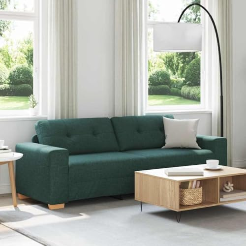 vidaXL 3-Seater Sofa Dark Green 180 cm Fabric - Untranslated, Canapé Moderne pour la Vie Urbaine, Design aérien, Assise Fonctionnelle et Confortable, Couchage Douillet