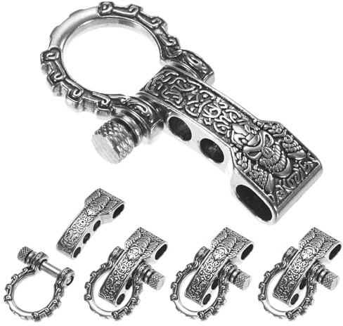 TIXIPEM 5PCS Adjustable Paracord Bracelet Shackle Buckle Metal Silver