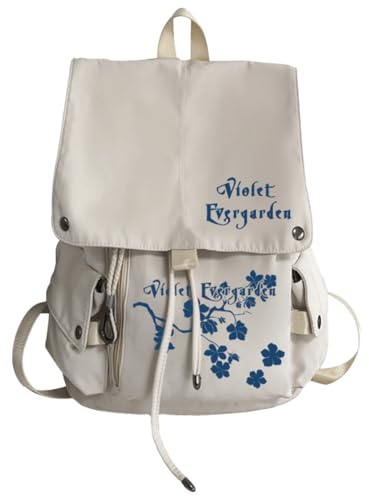 Jiumaocleu Anime Violet Evergarden Sac à dos pour enfants Cartable Anime Violet Evergarden Imprimé Sac à dos étanche Mode Casual Bookbag pour enfants adolescents, Blanc 2, 28*15*38cm