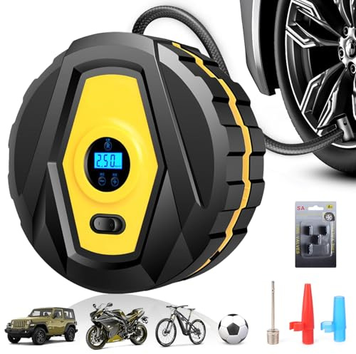 Lichamp Tyre Inflator Portable (12V DC) Air Compressor Preset Tyre Pressure & Auto Shutoff with LED Light Tyre Pump with Digital Pressure Gauge 150psi Compatible with Car Motorcycle, Bike, Ball