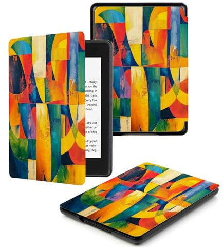 Étui pour Kindle Paperwhite 11e Génération 2021 & Signature Edition Léger,avec Fonction Auto Sleep/Wake,Non Compatible avec d'autres Liseuses Électroniques,Couleur Géométrie des Blocs De Couleur