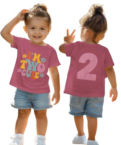 2. Geburtstag T-Shirt für Mädchen “I'm Two Cute” Drucker Shirt Zweiter Geburtstags Shirts Geburtstagsfeier Kleidung Sommer Kurzarm Top Weich Rundhals Tshirt 2 Jahre Kinder Outfi(Dunkelrosa,2 Jahre)
