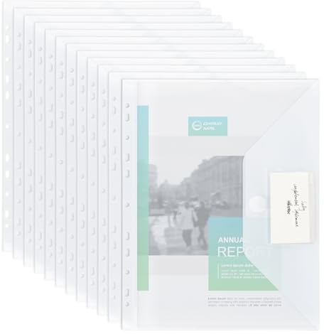 MOWETOO Dokumententasche A4 48 Pack Dokumentenmappe A4 zum Abheften mit 11 Lochrand Klettverschluss und Etikettentasche, Wasserdicht Sammelmappen für Dokumente Organisieren