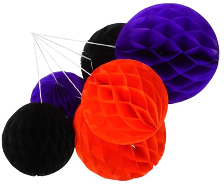 Alipis 6 Piezas Unidades Bolas de Panal Colgantes para Decoración de Halloween Pompones Reutilizables Decoraciones Coloridas para Fiestas Bodas