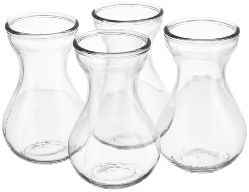 Ipetboom 4pcs Clear Glass Hyacinth Vases for Home Office Decoration Modern Transparent Desktop for Flowers and Liquid Compact Elegant Centerpiece Bulb Flower Containers