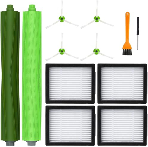 Ersatzteile Set für iRobot Roomba i7, Ersatz Zubehör für iRobot Roomba j7 j7+ i3 i3+ i4 i4+ i6 i6+ i8 i8+ E5 E6 E7 Staubsauger, mit 1 Satz Gummibürsten, 4 Hochleistungsfilter, 4 Seitenbürsten
