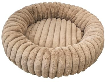 Xiyocadt Hundebett Flauschig Rund Donut Katzenbett Hundekissen Hundesofa Katzenkorb Kuscheliges Hundekorb für Kleine, Mittelgroße Katzen, Hunde und Andere Haustiere (80cm,Khaki)