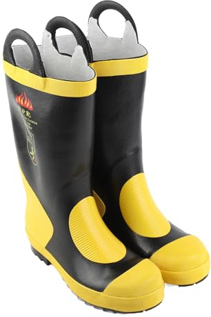 Brrnoo Firefighter Boots, Fire Protective Boots with Strong Practicability Emergency Rescue Rubber Work for Emergency Aid, Outdoor Adventure and Other Projects (44 Size)