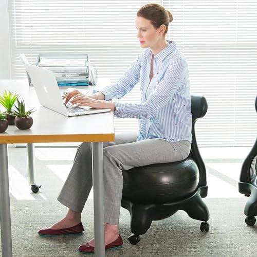 Sedia ergonomica con palla da yoga con design anti-scoppio – Sedia per postura equilibrata per alleviare il dolore alla schiena e migliorare la seduta e l'esercizio fisico