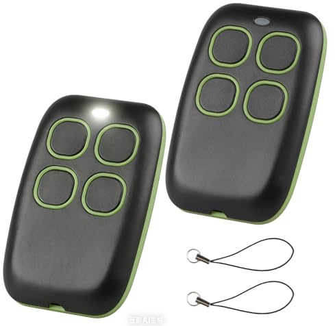 2PCS Télécommande Universelle 4 en 1 pour Portails, Portes de Garage et Volets Roulants - Duplicateur Programmable, Fréquence de Bip de 250 à 913 MHz, Codes Fixes et Roulants - vert