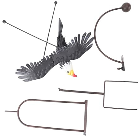 Juqrelith Gartenfigur Adler Skulptur aus Eisen, 38cm Flügelspannweite, Wetterfest, Handgefertigt - Bewegliche Flügel, Windspiel Effekt, Deko für Garten und Terrasse