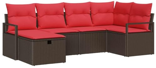 vidaXL Gartensofa-Set 6 STK. Braun Poly-Rattan