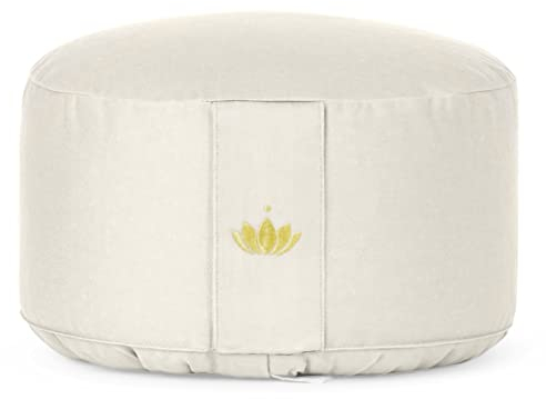 Lotuscrafts Cojin Meditacion Yoga Lotus - Altura 20 cm - Relleno con Cáscaras de Espelta - Cubierta en Algodon Lavable - Cojin Suelo Redondo - Cojin Yoga - Meditation Cushion - Certificado Gots