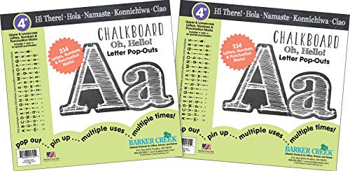 Barker Creek 468-teiliges Kreidebuchstaben-Pop-Out-Set, enthält zwei Pakete mit 234-teiligen schwarzen und weißen Kreidetafeln, 10,2 cm Buchstaben, Zahlen, Satzzeichen, Klassenzimmer, Büros