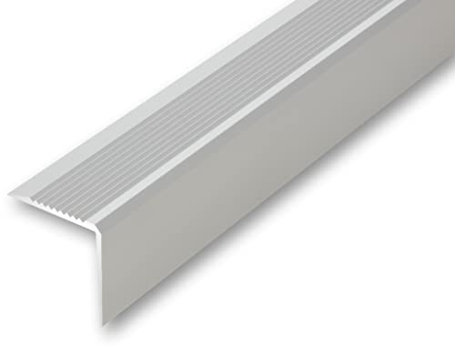 NALine® Treppenwinkel 53 x 53 x 900 mm silberfarben ungebohrt Treppenkantenprofil Treppenkante grob gerieft, stabil und rutschhemmend Innenmaß 50 x 50 mm