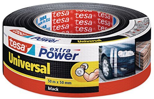 tesa Extra Power Universal Gewebeband/Witterungsbeständiges Panzertape in Schwarz zum Abdichten, Isolieren, Befestigen und Reparieren / 50m x 50 mm (Schwarz) (Menge 30)